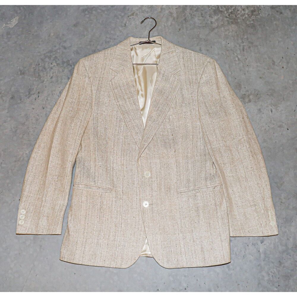 English Manor‎ Mens Suit Silk Tweed Blazer Summer Spring Menswear Top Size 43R